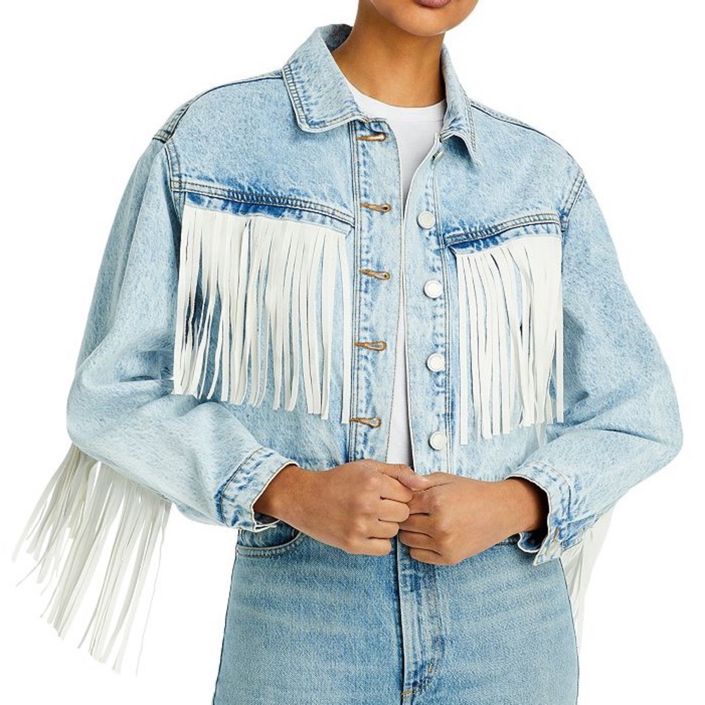 NWT Blank NYC nice try Jean jacket with fringe - size medium